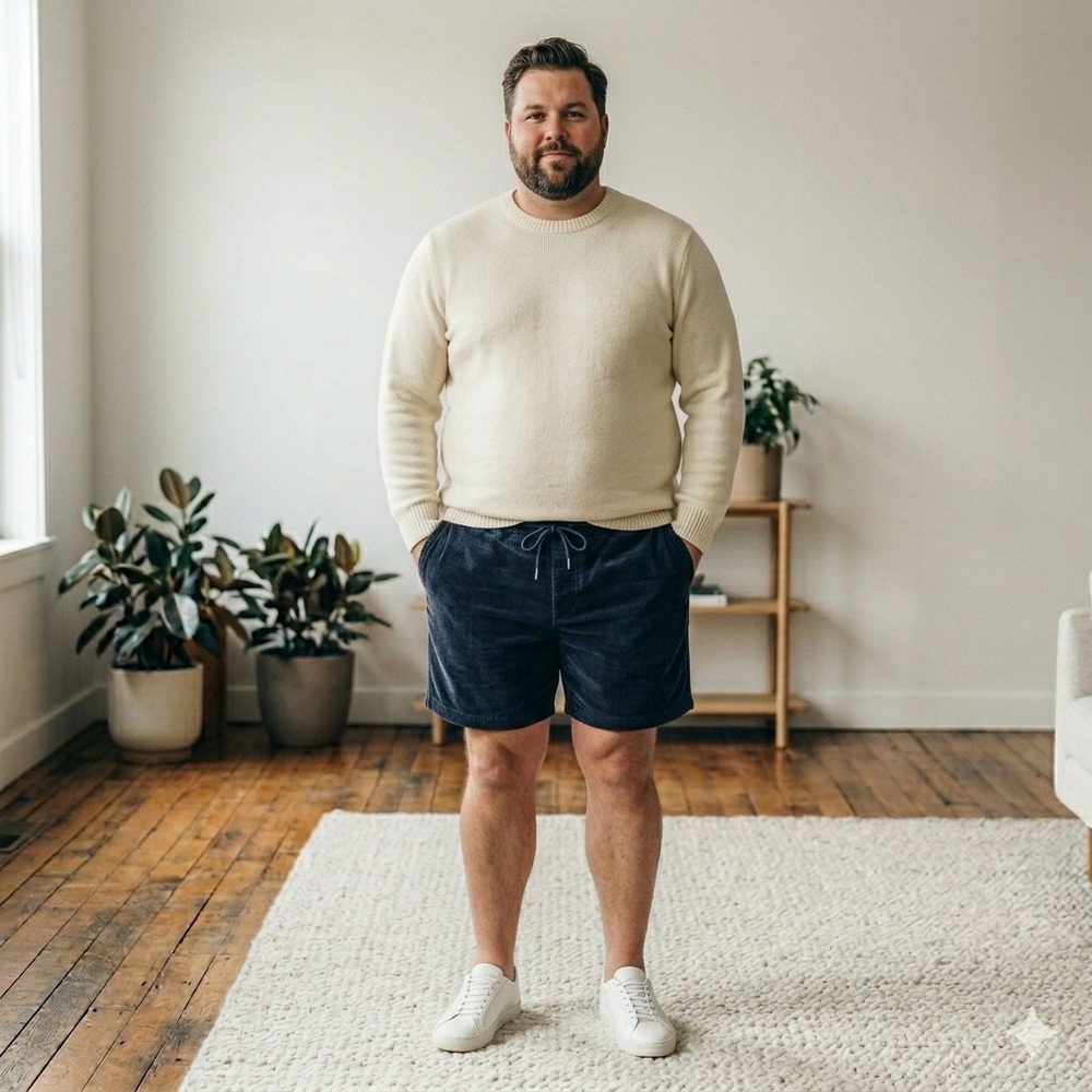 Taylor Stitch Corduroy Shorts Mens XXL Navy Blue Organic Cotton Elastic Waist